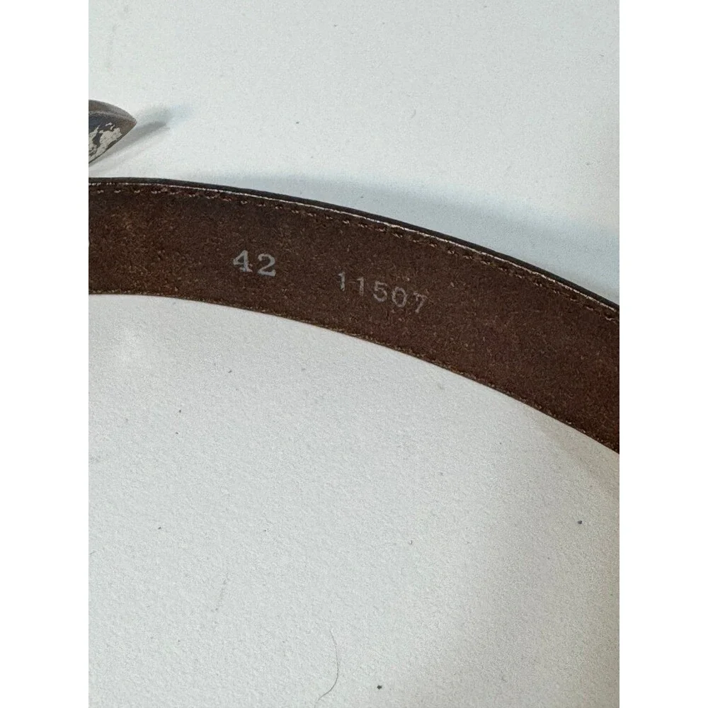 Onyx by Brighton Leather Belt 42 Golf Concho Braided Inlay Brown 11507 Distress